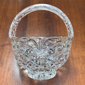 Vintage Large Glass Scroll Candy Dish Basket